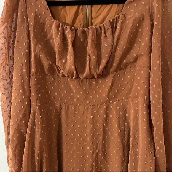 LYANER Women' Swiss Dots Square Neck Ruffle Hem Short Sleeve Elegant Mini Dress - Picture 7 of 13